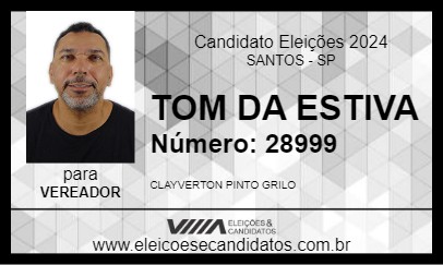 Candidato TOM DA ESTIVA 2024 - SANTOS - Eleições