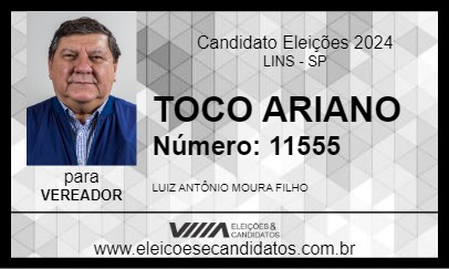 Candidato TOCO ARIANO 2024 - LINS - Eleições