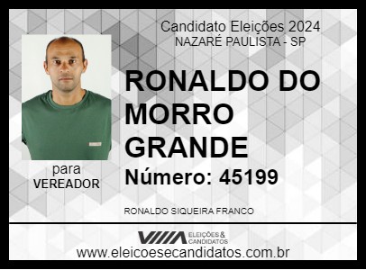 Candidato RONALDO DO MORRO GRANDE 2024 - NAZARÉ PAULISTA - Eleições