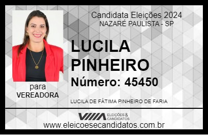 Candidato LUCILA PINHEIRO 2024 - NAZARÉ PAULISTA - Eleições