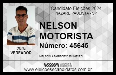 Candidato NELSON MOTORISTA 2024 - NAZARÉ PAULISTA - Eleições