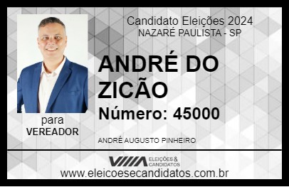 Candidato ANDRÉ DO ZICÃO 2024 - NAZARÉ PAULISTA - Eleições