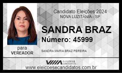 Candidato SANDRA BRAZ 2024 - NOVA LUZITÂNIA - Eleições