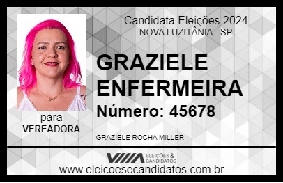 Candidato GRAZIELE ENFERMEIRA 2024 - NOVA LUZITÂNIA - Eleições