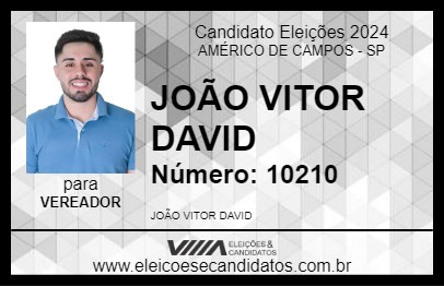 Candidato JOÃO VITOR DAVID 2024 - AMÉRICO DE CAMPOS - Eleições