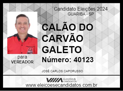 Candidato CALÃO DO CARVÃO GALETO 2024 - GUARIBA - Eleições