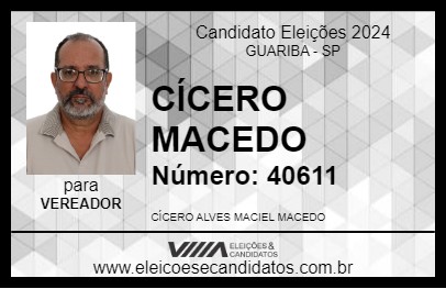 Candidato CÍCERO MACEDO 2024 - GUARIBA - Eleições