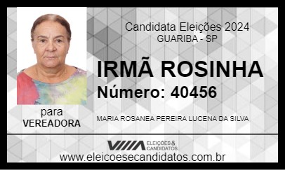 Candidato IRMÃ ROSINHA 2024 - GUARIBA - Eleições