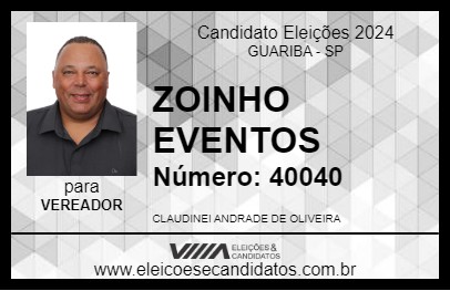 Candidato ZOINHO EVENTOS 2024 - GUARIBA - Eleições