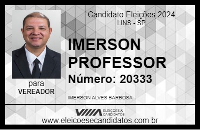 Candidato PROFESSOR IMERSON 2024 - LINS - Eleições