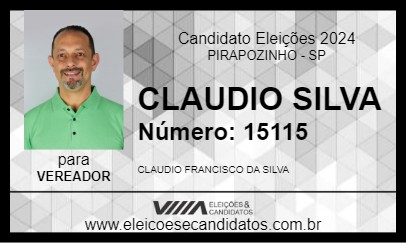 Candidato CLAUDIO SILVA 2024 - PIRAPOZINHO - Eleições