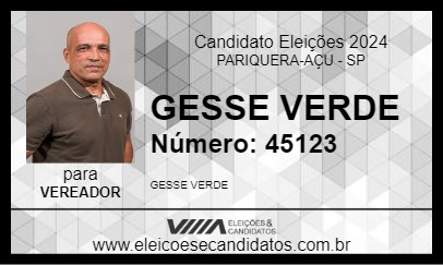 Candidato GESSE VERDE 2024 - PARIQUERA-AÇU - Eleições