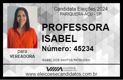 Candidato PROFESSORA ISABEL 2024 - PARIQUERA-AÇU - Eleições