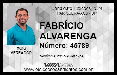 Candidato FABRÍCIO ALVARENGA 2024 - PARIQUERA-AÇU - Eleições