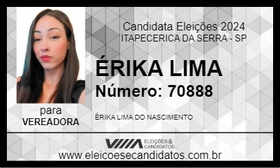 Candidato ÉRIKA LIMA 2024 - ITAPECERICA DA SERRA - Eleições