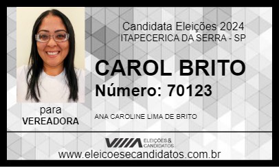 Candidato CAROL BRITO 2024 - ITAPECERICA DA SERRA - Eleições