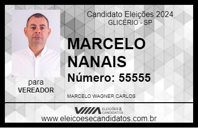 Candidato MARCELO NANAIS 2024 - GLICÉRIO - Eleições