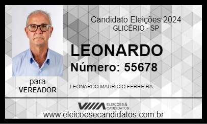 Candidato LEONARDO 2024 - GLICÉRIO - Eleições