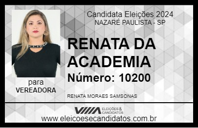 Candidato RENATA DA ACADEMIA 2024 - NAZARÉ PAULISTA - Eleições