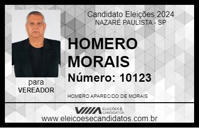 Candidato HOMERO MORAIS 2024 - NAZARÉ PAULISTA - Eleições