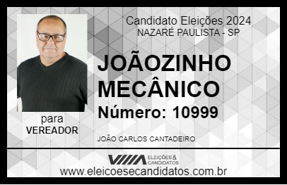 Candidato JOÃOZINHO MECÂNICO 2024 - NAZARÉ PAULISTA - Eleições