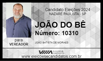 Candidato JOÃO DO BÊ 2024 - NAZARÉ PAULISTA - Eleições