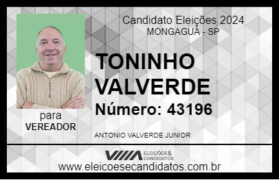 Candidato TONINHO VALVERDE 2024 - MONGAGUÁ - Eleições