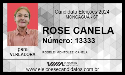 Candidato ROSE CANELA 2024 - MONGAGUÁ - Eleições