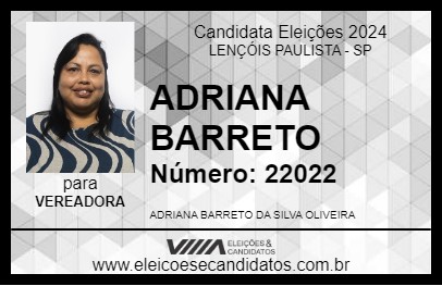 Candidato ADRIANA BARRETO 2024 - LENÇÓIS PAULISTA - Eleições