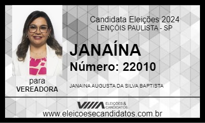 Candidato JANAÍNA 2024 - LENÇÓIS PAULISTA - Eleições