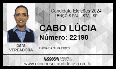 Candidato CABO LÚCIA 2024 - LENÇÓIS PAULISTA - Eleições