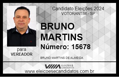 Candidato BRUNO MARTINS 2024 - VOTORANTIM - Eleições