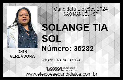 Candidato SOLANGE TIA SOL 2024 - SÃO MANUEL - Eleições