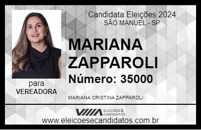 Candidato MARIANA ZAPPAROLI 2024 - SÃO MANUEL - Eleições