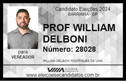 Candidato PROF WILLIAM DELBONI 2024 - BARRINHA - Eleições