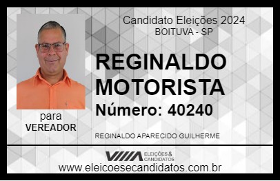 Candidato REGINALDO MOTORISTA 2024 - BOITUVA - Eleições