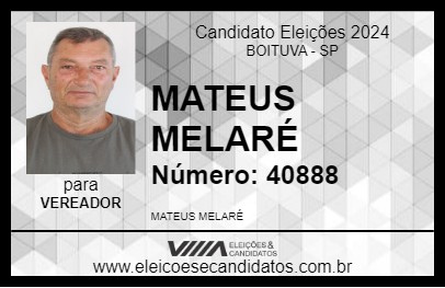 Candidato MATEUS MELARÉ 2024 - BOITUVA - Eleições