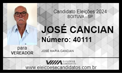 Candidato JOSÉ CANCIAN 2024 - BOITUVA - Eleições