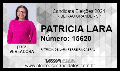 Candidato PATRICIA LARA 2024 - RIBEIRÃO GRANDE - Eleições