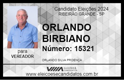 Candidato ORLANDO BIRBIANO 2024 - RIBEIRÃO GRANDE - Eleições