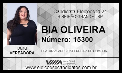 Candidato BIA OLIVEIRA 2024 - RIBEIRÃO GRANDE - Eleições