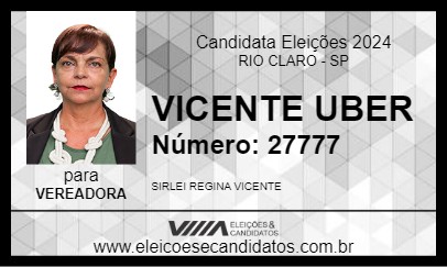 Candidato SIRLEI VICENTE UBER 2024 - RIO CLARO - Eleições