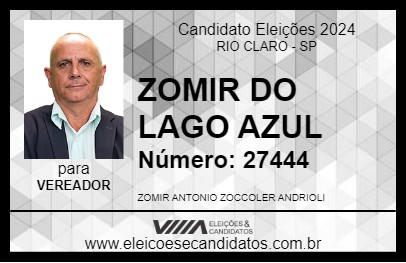 Candidato ZOMIR DO LAGO AZUL 2024 - RIO CLARO - Eleições