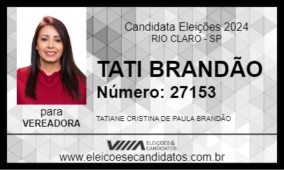 Candidato TATI BRANDÃO 2024 - RIO CLARO - Eleições