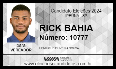 Candidato RICK BAHIA 2024 - IPEÚNA - Eleições