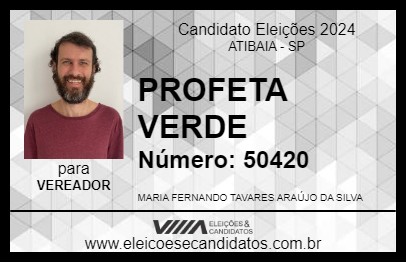 Candidato PROFETA VERDE 2024 - ATIBAIA - Eleições