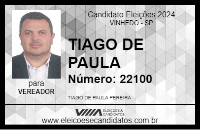 Candidato TIAGO DE PAULA 2024 - VINHEDO - Eleições