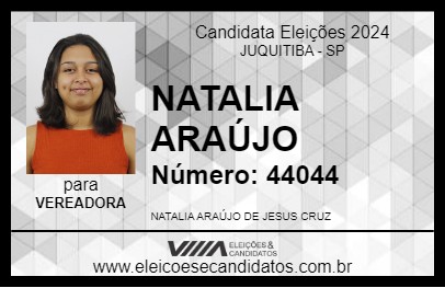 Candidato NATALIA ARAÚJO 2024 - JUQUITIBA - Eleições