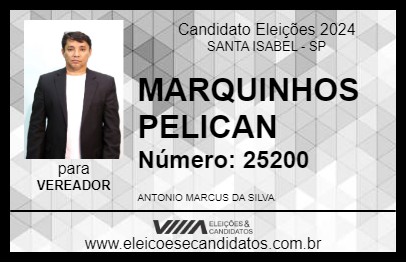 Candidato MARQUINHOS PELICAN 2024 - SANTA ISABEL - Eleições