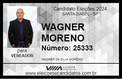 Candidato WAGNER MORENO 2024 - SANTA ISABEL - Eleições